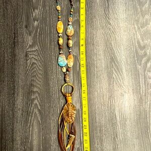 🔥 Handmade Native American Chief Inspired Stone Necklace – One of a Kind